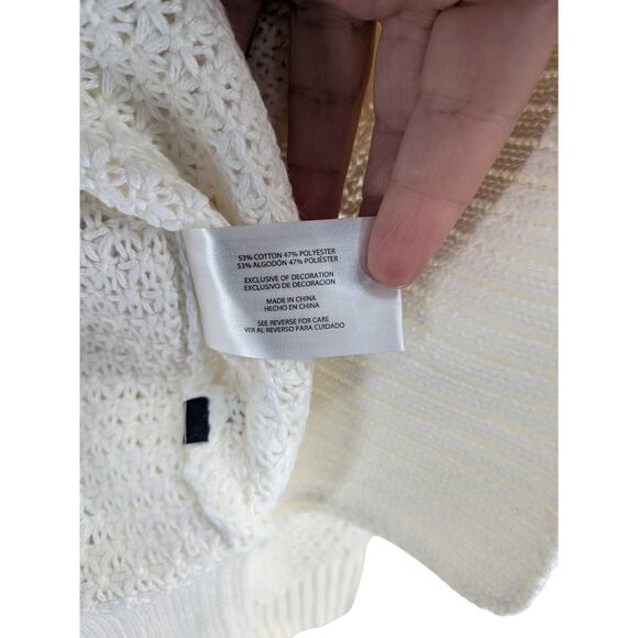 GAP Chunky Loose Knit Sweater XL Cream QLN0253S Marshmallow Textured Everyday - Picture 6 of 13